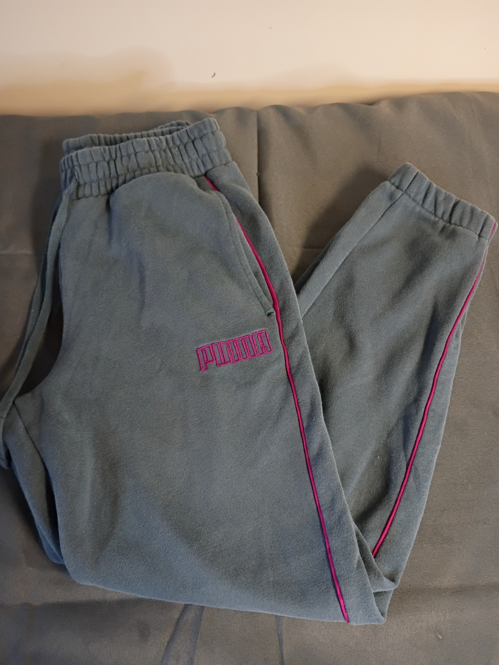 Puma Gray Sweatpants with Pink Piping